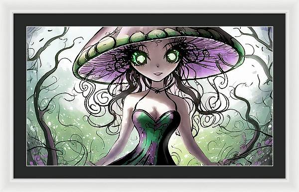 Creepy Mushroom Girl  Fantasy - Framed Print