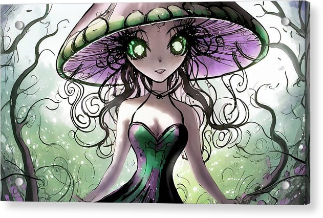 Creepy Mushroom Girl  Fantasy - Acrylic Print