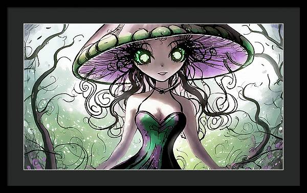 Creepy Mushroom Girl  Fantasy - Framed Print