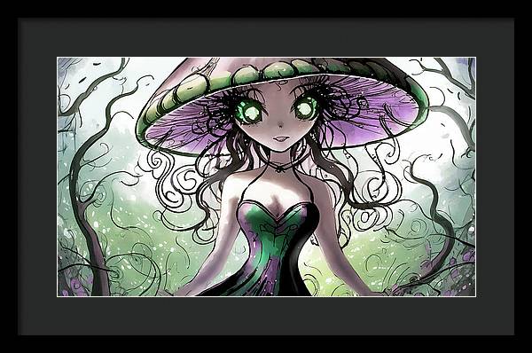 Creepy Mushroom Girl  Fantasy - Framed Print