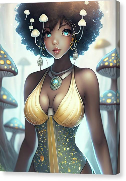 Mushroom fantasy woman  - Canvas Print