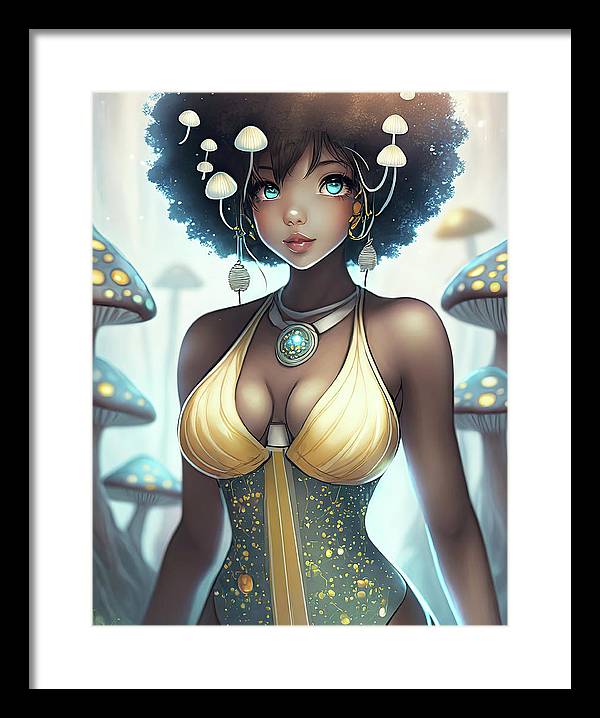 Mushroom fantasy woman  - Framed Print