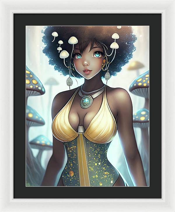 Mushroom fantasy woman  - Framed Print