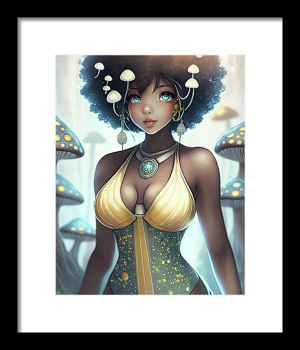 Mushroom fantasy woman  - Framed Print