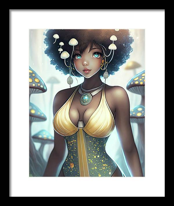 Mushroom fantasy woman  - Framed Print