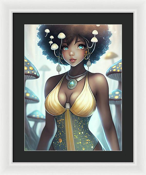 Mushroom fantasy woman  - Framed Print