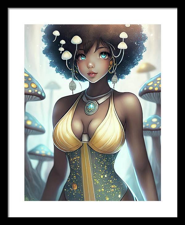 Mushroom fantasy woman  - Framed Print