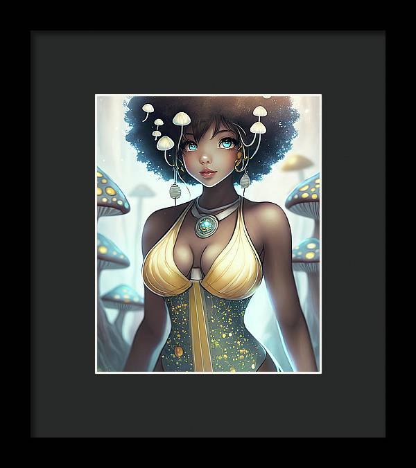 Mushroom fantasy woman  - Framed Print