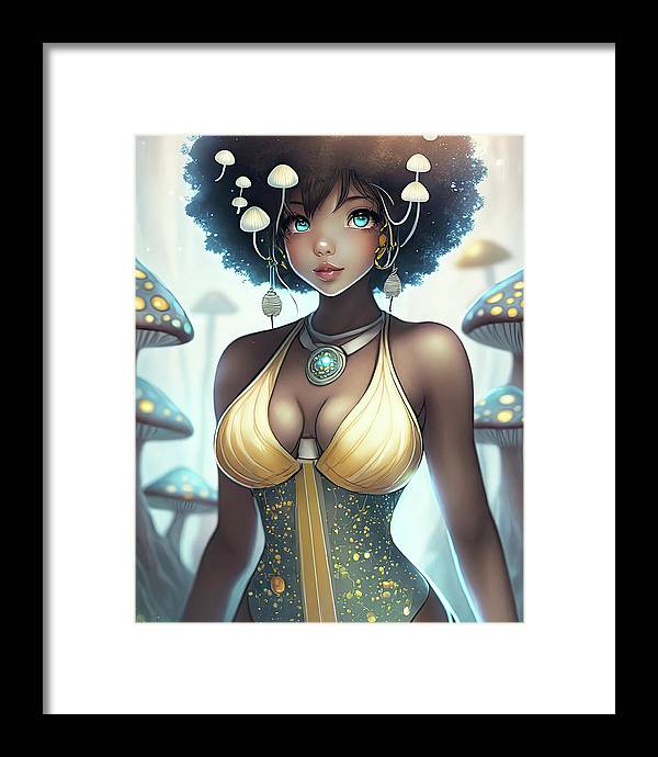 Mushroom fantasy woman  - Framed Print