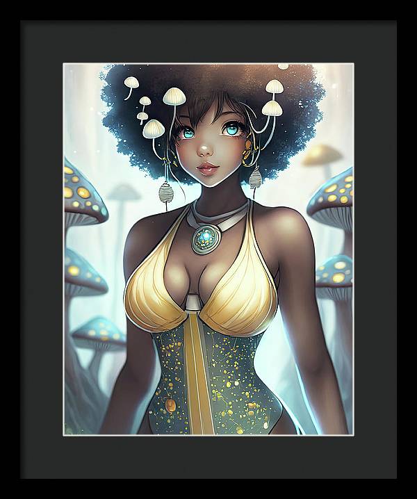 Mushroom fantasy woman  - Framed Print