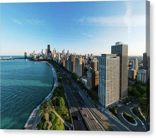 panoramic image of Chicago downtown by lakeshore drive - Canvas Print