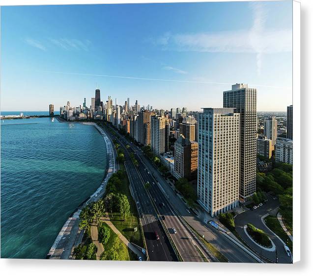 panoramic image of Chicago downtown by lakeshore drive - Canvas Print