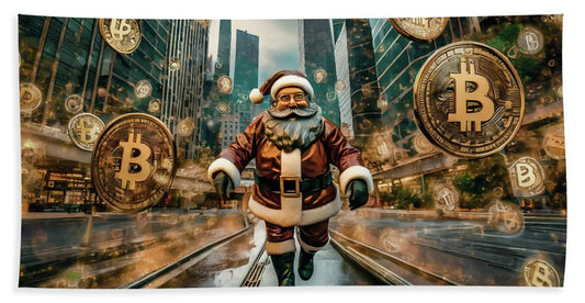 Santa in a Crypto World - Beach Towel