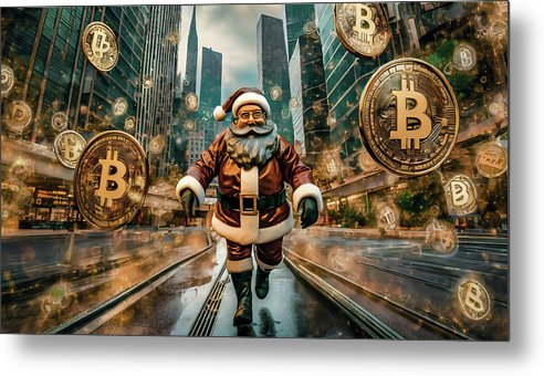 Santa in a Crypto World - Metal Print