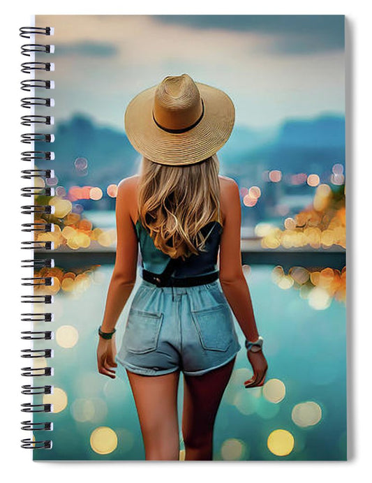 Woman Walking In Crypto Pool  - Spiral Notebook