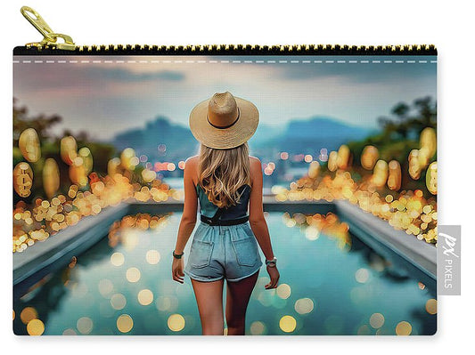 Woman Walking In Crypto Pool  - Zip Pouch