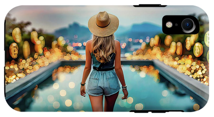 Woman Walking In Crypto Pool  - Phone Case