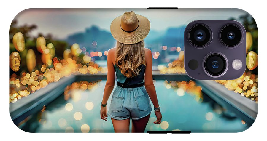 Woman Walking In Crypto Pool  - Phone Case