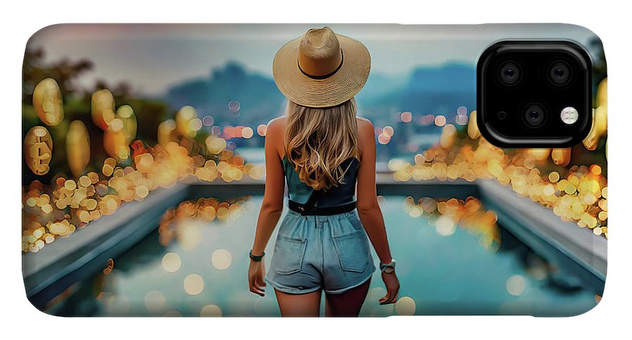 Woman Walking In Crypto Pool  - Phone Case