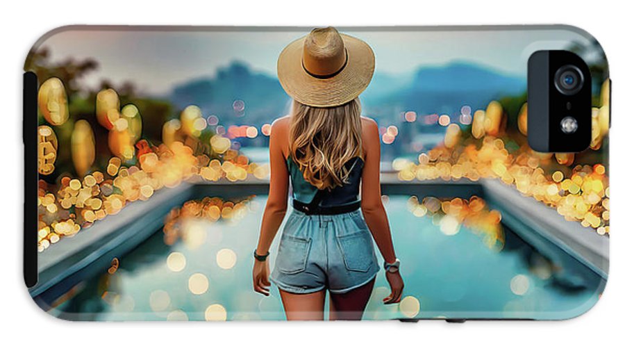 Woman Walking In Crypto Pool  - Phone Case