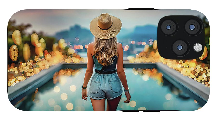 Woman Walking In Crypto Pool  - Phone Case