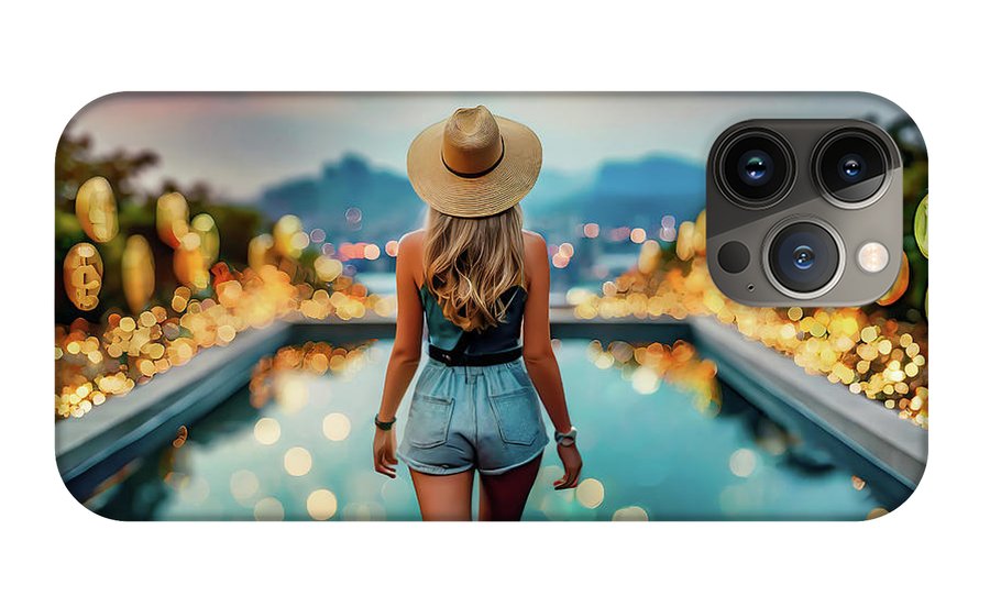 Woman Walking In Crypto Pool  - Phone Case