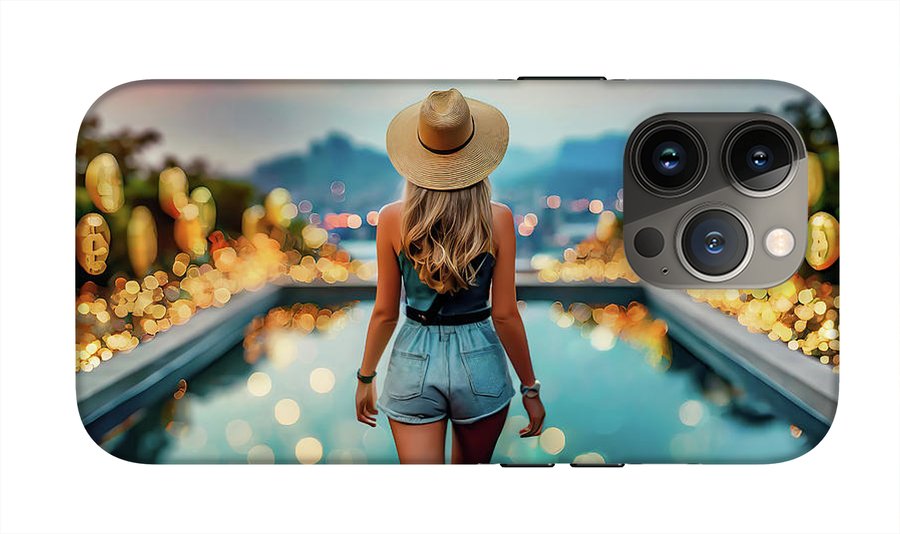 Woman Walking In Crypto Pool  - Phone Case