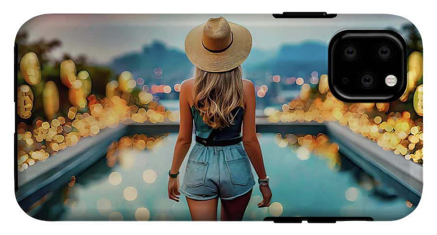 Woman Walking In Crypto Pool  - Phone Case