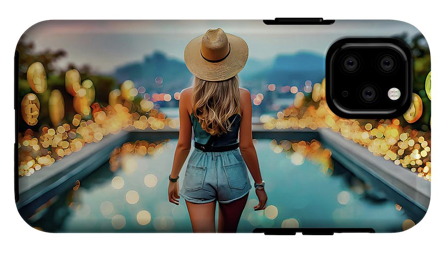 Woman Walking In Crypto Pool  - Phone Case