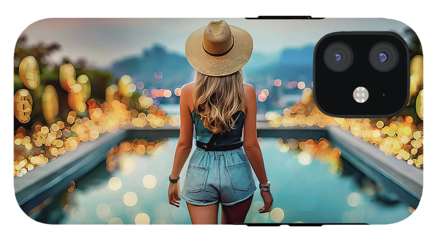 Woman Walking In Crypto Pool  - Phone Case