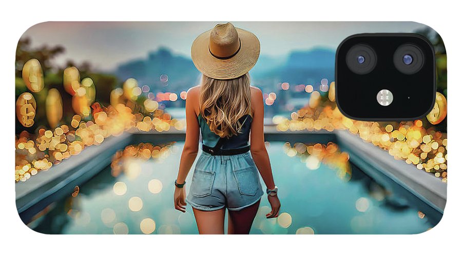 Woman Walking In Crypto Pool  - Phone Case