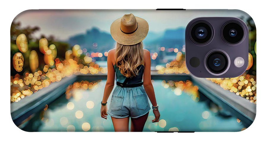 Woman Walking In Crypto Pool  - Phone Case