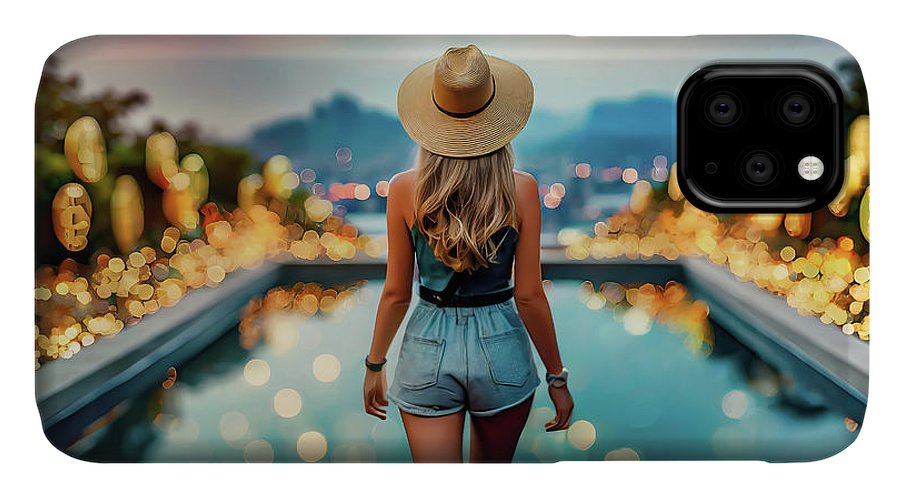 Woman Walking In Crypto Pool  - Phone Case