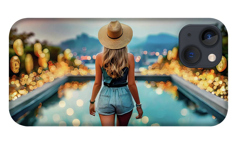 Woman Walking In Crypto Pool  - Phone Case