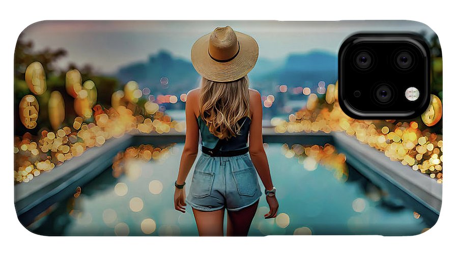 Woman Walking In Crypto Pool  - Phone Case
