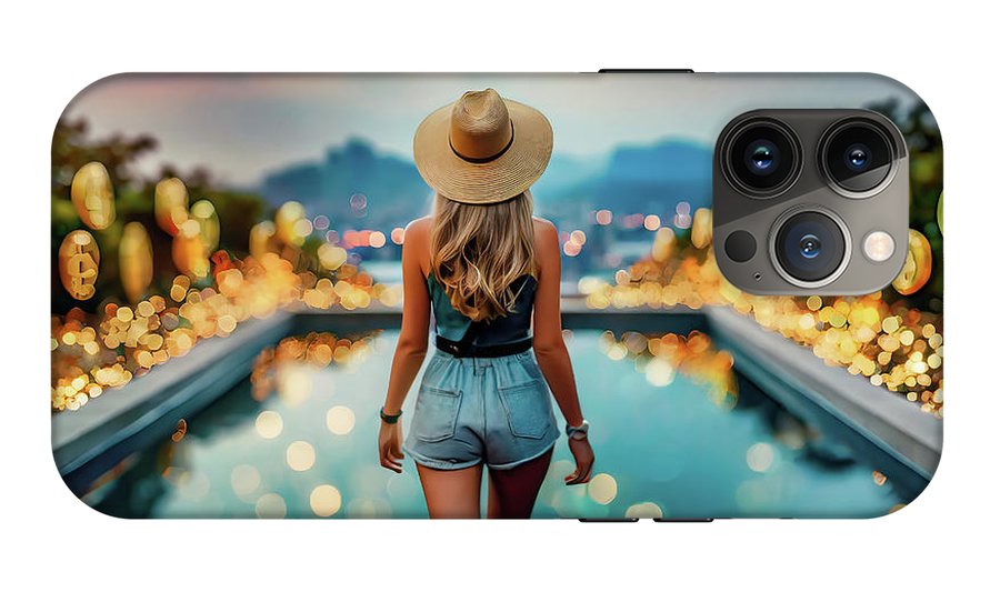 Woman Walking In Crypto Pool  - Phone Case