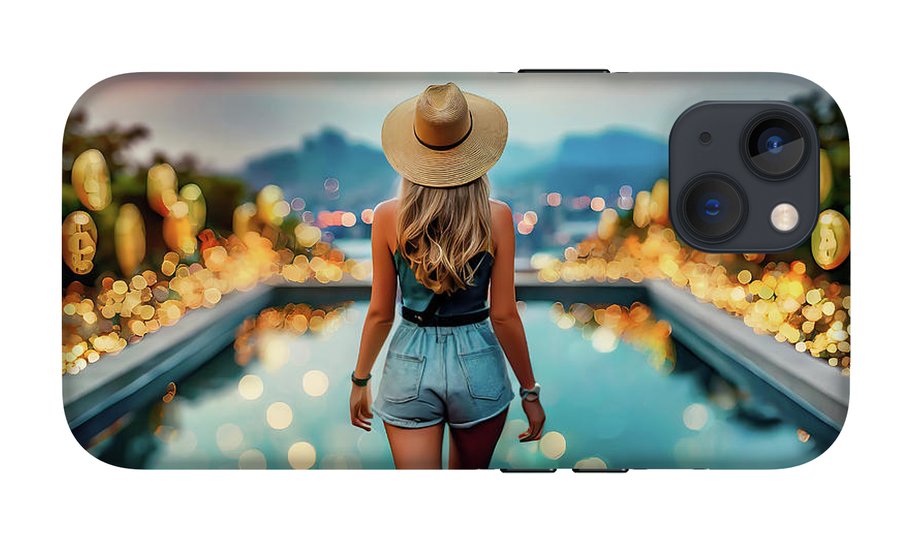 Woman Walking In Crypto Pool  - Phone Case