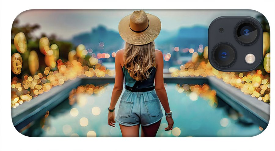 Woman Walking In Crypto Pool  - Phone Case